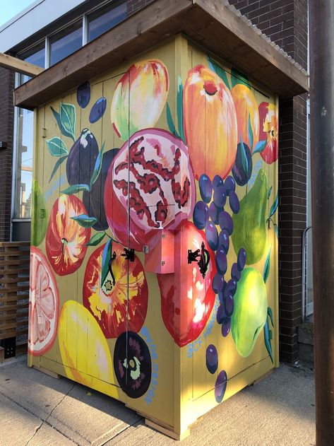 Community Fridge — Koe Design Vegetable Mural, Community Fridge, Outdoor Murals, Fridge Design, Mural Inspiration, Interior Murals, Hunting Art, Street Mural, Community Outreach