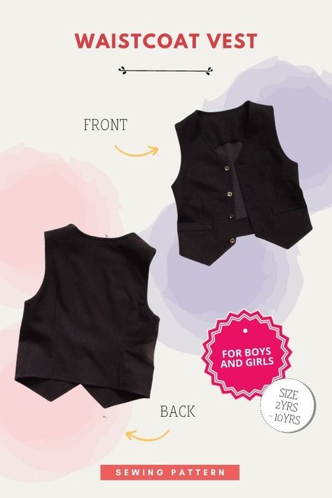 Toddler Boy Vest Sewing Pattern Free, Boys Vest Pattern Free Sewing, Free Waistcoat Pattern Sewing, Toddler Vest Pattern Free, Kids Vest Pattern Free, Waistcoat Pattern Free, Kids Vest Pattern, Boys Sewing Patterns Free, Diy Vest Pattern