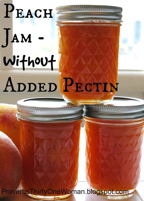 Low Sugar Blackberry Jam, Peach Jam Recipe Without Pectin, Jam Without Pectin, Pectin Recipes, Canning Jam Recipes, Peach Jam Recipe, Freezer Jam Recipes, Canning Peaches, Peach Jelly