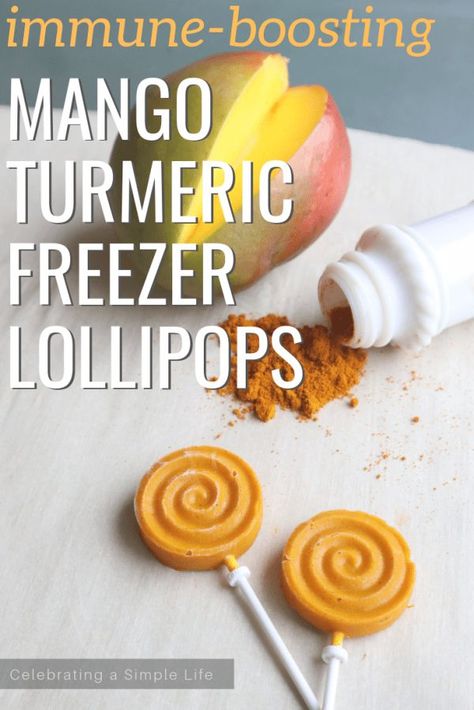 Immune boosting mango turmeric freezer lollipops Herbal Lollipops, Healthy Lollipops, Valentine Cupcakes, Homemade Pantry, Mango Chunks, Mango Puree, Rose Cupcakes, Valentines Cupcakes, Herbal Healing