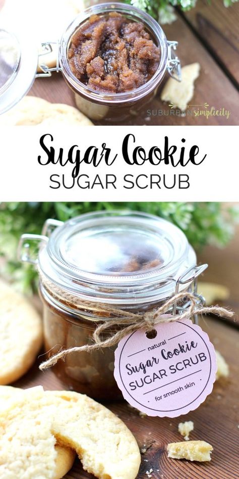 This easy DIY Sugar Cookie Sugar Scrub recipe smells amazing and gives you naturally soft skin.  It also makes a wonderful gift idea. FREE printable gift tags included! Video tutorial. Sugar Cookie Sugar Scrub, Diy Sugar Cookies, Sugar Wax Recipe, Wax Recipe, Printable Gift Labels, Scrub Recipe Diy, Diy Sugar Scrub Recipe, Body Scrub Recipe, Sugar Scrub Homemade