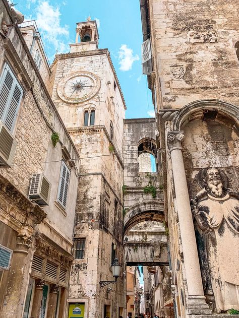 Your Guide To The Best Things To Do In Split, Croatia — The Purposely Lost Old Croatia, Split Croatia Things To Do In, Split Croatia Photography, Split Aesthetic, Croatia Old Town, Croatia Architecture, Balkan Summer, Croatia Pictures, Ancient Palace