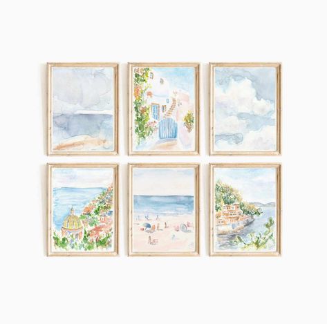 Italy Coast, Coastal Room, Dorm Wall Art, College Dorm Room Decor, Dorm Walls, Watercolor Prints, Coastal Wall Art, Summer Prints, Seascape Paintings