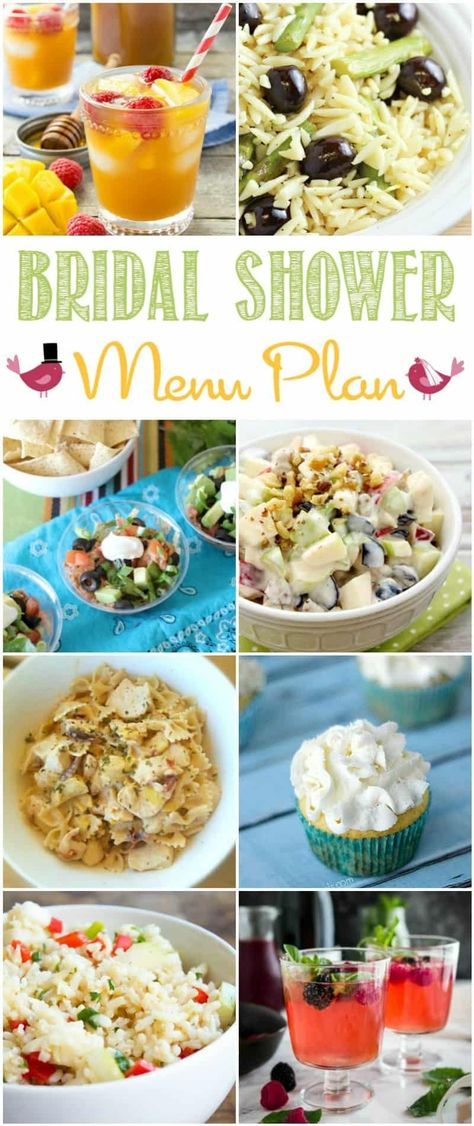 Diy Wedding Food, Wedding Food Menu, Bridal Shower Menu, Fiesta Bridal Shower, Simple Bridal Shower, Bridal Shower Planning, Spring Bridal Shower, Summer Bridal Showers, Appetizer Menu