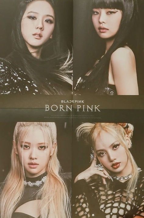 Blackpink Born Pink Black Ver, Born Pink Blackpink Poster, Born Pink Poster, Blackpink Poster, Pink Posters, Born Pink, Yg Entertainment, South Korean Girls, Pink Black