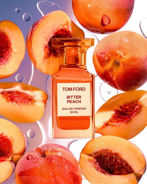 Fragrance Mood Board, Beauty Cosmetics Photography, Beauty Product Design, Perfume Photography Ideas, Product Photography Aesthetic, Perfume Product Photography, Packshot Product, Makeup Product Photography, Peach Perfume