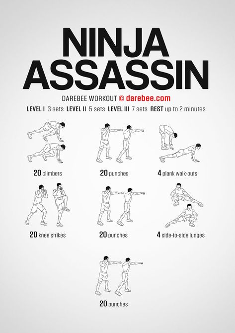 Ninja Assassin Workout How To Train Like An Assassin, Assassin Workout Training, Ninja Training Workout, Assasins Workout, Archery Workout Strength Training, How To Be An Assassin, Mha Workout, Fencing Workout, Assassin Workout