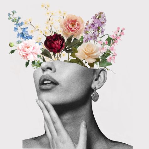 Collage art using app procreate. Face Collage, Beauty Of The World, Floral Collage, Collage Portrait, Digital Collage Art, Flower Collage, Collage Art Projects, Surreal Collage, Magazine Collage