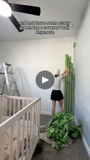 2.3M views · 31K reactions | Im painting a pinstripe accent wall & today I pulled the tape to reveal the lines!! To make sure the lines turned out super crisp I used Frog Tape and sealed in the tape with the base wall color, Delicate White. This helps make sure that if anything leaks through it’s gonna be the same as the wall color first & hopefully prevent the stripe color from leaking through too. I painted 2 coats of Maiden Mist and while the second coat was still wet I pulled the tape to reveal the lines!Tomorrow I’m going to finish up the design by adding staggered prop airplanes all across the entire wall. It’s coming together! What do you think? #diy #pinstripeaccentwall #pinstriping #accentwall #airplanenurserytheme #diyaccentwall #paintwithme #vintageinspirednursery #toddlerroomde Pinstripe Wall Paint, Diy Pinstripe Wall, Tape Wall Design, Airplane Nursery Theme, Pinstripe Wall, Hexagon House, Painting Doors, Diy Accent Wall, Pinstriping