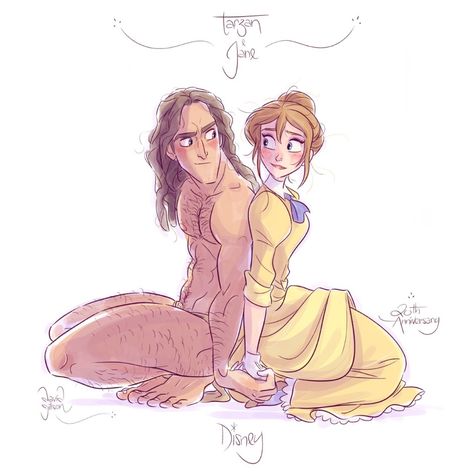 Art Of David Gilson, David Gilson, Tarzan Disney, Tarzan And Jane, Jane Porter, Princess Drawings, Disney Couples, Pinturas Disney, Couple Cartoon