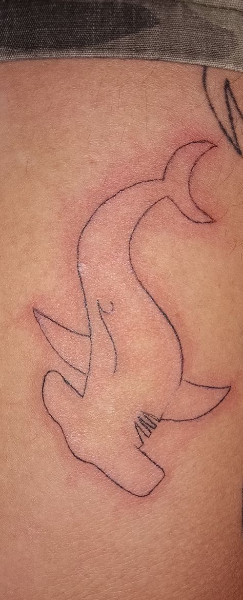 My God daughter said she wanted me to tattoo a shark on myself and here it is. 😁 Hammerhead Shark Tattoo, Shark Tattoo, Shark Tattoos, Hammerhead Shark, Tatting, Tattoos, Quick Saves