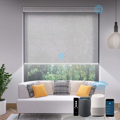 SmartWings Motorized Light Filtering Shades, Work with Homekit, Alexa SmartThings Google, 70% Blackout Shades Translucent, Cordless Window Shades with Remote, Rechargeable, Customized, Safari Smoke Cordless Window Shades, Light Filtering Blinds, Motorized Roller Shades, Window Shades Blackout, Cordless Blinds, Light Filtering Shades, Smart Blinds, Smart Shades, Motorized Shades