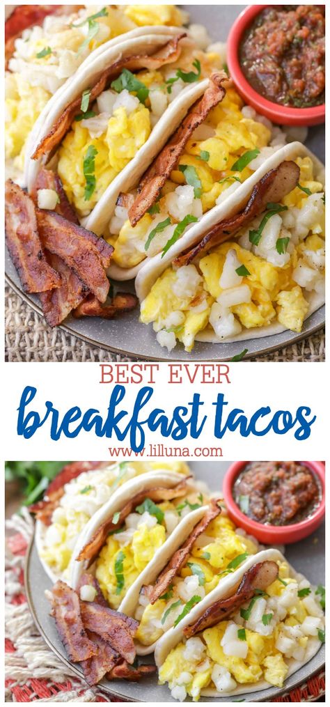 Tacos Breakfast, Breakfast Mexican, Vacation Recipes, Breakfast Tacos Recipe, Breakfast Favorites, Breakfast Goodies, Breakfast Tacos, Hash Browns, Delicious Breakfast Recipes