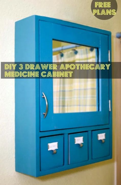 Free DIY Furniture Plans to Build a 3 Drawer Medicine Cabinet - The Design Confidential Medicine Cabinet Diy, Bathroom Cabinets Diy, Diy Medicine, Cabinet Diy, Cabinet Plans, Simple Furniture, Diy Holz, Diy Furniture Easy, Diy Cabinets