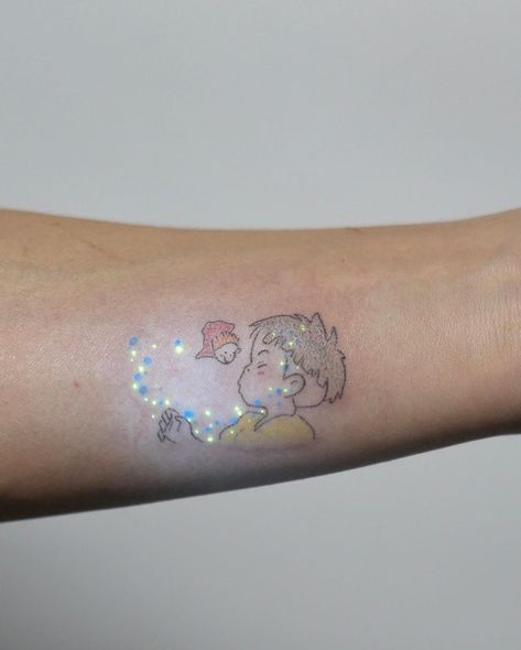 Ponyo Jellyfish Tattoo, Ponyo Tattoo, Jellyfish Tattoo, Discreet Tattoos, Piercing Tattoo, Cute Tattoos, Jellyfish, I Tattoo, Watercolor Tattoo