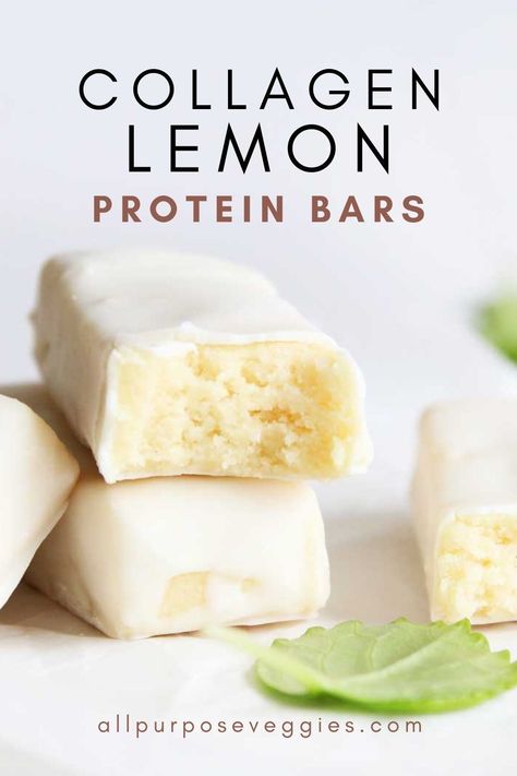 Satisfy your sweet tooth and fuel your body with these Homemade Lemon Protein Bars made with Collagen Peptides. These bars make the perfect healthy dessert or post-workout snack, with a soft and chewy texture and just the right balance of sweet and tangy lemon flavor. The collagen peptides in these bars have numerous benefits for your hair, skin, and joints, making them a great addition to your diet.   #proteinbars #lowcarb #healthysnacks Collagen Peptides Recipes, Collagen Powder Recipes, Lemon Protein, Collagen Protein Bars, Real Food Snacks, Collagen Recipes, Protein Bars Homemade, Protein Bar Recipes, Gluten Free Sides Dishes