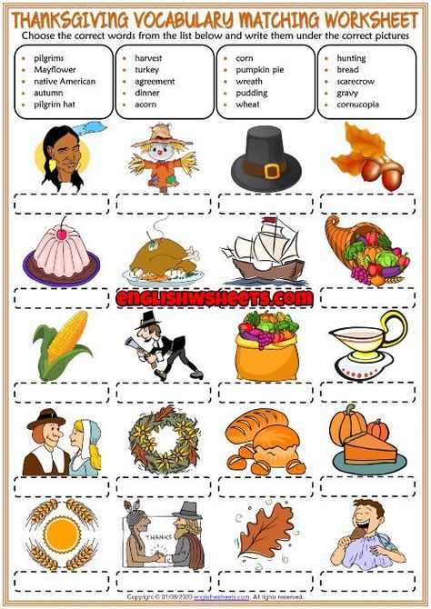 Thanksgiving Exercise, Thanksgiving Worksheets For Kids, Thanksgiving Kindergarten Activities, Thanksgiving Activity Sheets, Thanksgiving Fitness, Thanksgiving Kindergarten, Thanksgiving Worksheets, Creative Lesson Plans, Esl Vocabulary