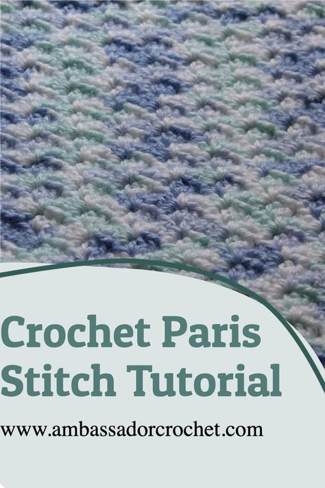 Crochet Paris Stitch Tutorial- Step by Step instructions Crochet Paris Stitch, Paris Stitch Crochet, Afgan Patterns, Crocheted Borders, Crocheting Stitches, Crochet Washcloths, Cotton Crochet Patterns, 100 Crochet Stitches, Striped Crochet Blanket