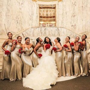 70 Trending Wedding Photo Styles for Couples and Bridal Trains Black People Weddings, Black Weddings, Gold Bridesmaid Dresses, Wedding Picture Poses, Bride Magazine, Black Bride, Bride Squad, Wedding Bridesmaid Dresses, Brides And Bridesmaids