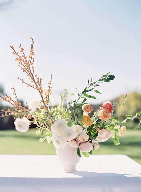 Elegant wedding florals: http://www.stylemepretty.com/california-weddings/fallbrook/2017/02/17/peach-spring-outdoor-wedding/ Photography: Sara Weir - https://www.saraweirphoto.com/ Outdoor Spring Wedding, Ceremony Arrangement, Outdoor Wedding Photography, Spring Outdoor, Ethereal Wedding, Alfred Angelo, White Wedding Flowers, Corsage Wedding, Floral Arrangements Wedding