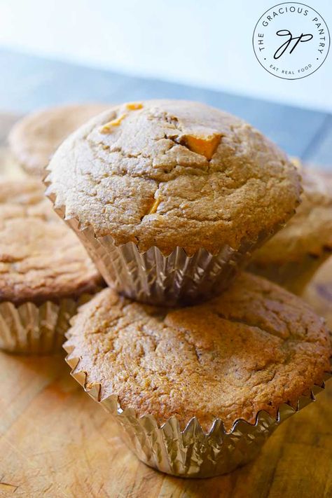 Butternut Squash Muffins Recipe | The Gracious Pantry Butternut Squash Muffins, Squash Muffins, Oat Bran Muffins, Butternut Squash Cinnamon, Squash Puree, Unhealthy Snacks, Bran Muffins, Muffin Batter, Clean Food Crush