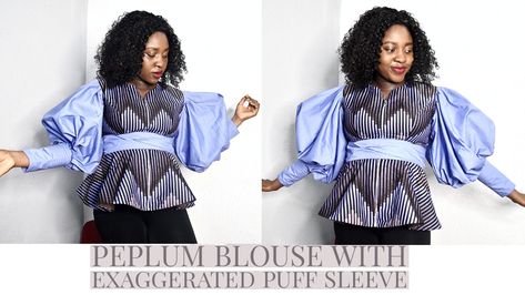 Diy Puff Sleeves, Diy Puffs, Ankara Fashion, Peplum Blouse, Ankara Styles, Sewing Tutorials, Pattern Making, Ankara, Puff Sleeve