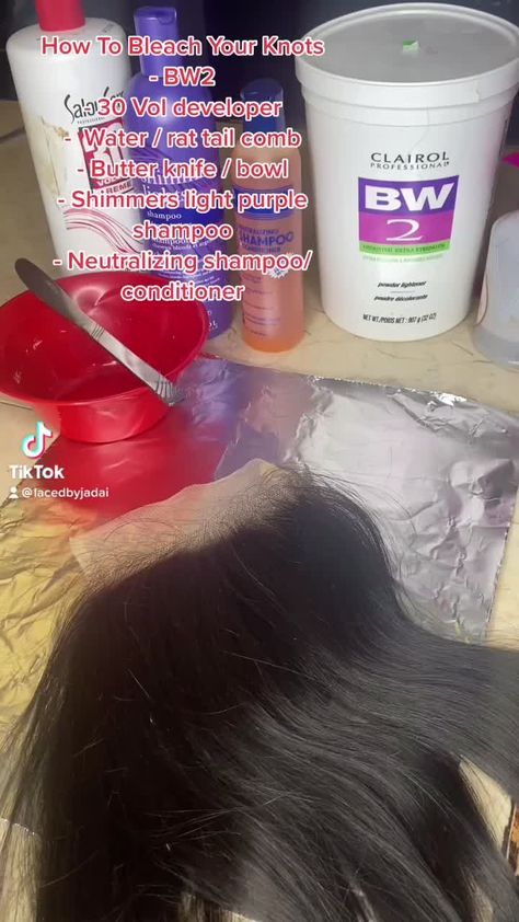 user7023611292972(@lacedbyjadai) on TikTok: How to bleach your knots ✅ #bleachingknots #lace #5x5closure #wigs #frontals #closures #viral Bleached Knots Before And After, How To Bleach Wig Knots, Bleaching Lace Front Wig, How To Bleach A Wig, Bleaching Wig Knots, Bleach Wig Knots, How To Do Lace Front Wigs, Bleach Knots Lace Wigs How To, How To Bleach Knots On Lace Wig