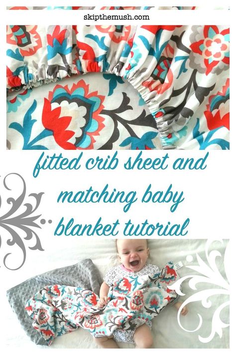 DIY tutorial for fitted crib sheet with a matching baby blanket. Video Tutorial in blog post. Crib Sheet Tutorial, Baby Blanket Tutorial, Trendy Baby Blankets, Diy Crib, Diy Baby Blanket, Baby Crib Sheets, Baby Sewing Projects, Blanket Diy, Matching Baby