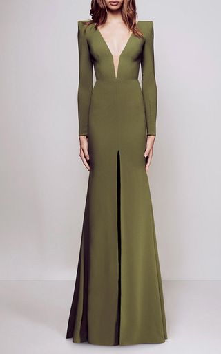 Francoise Open V Satin Crepe Long Sleeve Fishtail Gown by ALEX PERRY for Preorder on Moda Operandi Haute Couture Style, Alex Perry, Column Dress, فستان سهرة, Gowns With Sleeves, Fall Winter 2016, Gorgeous Gowns, Looks Style, Beautiful Gowns