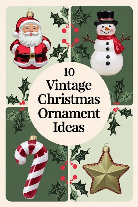 Discover 10 unique vintage Christmas ornament ideas to add a touch of nostalgia and charm to your holiday decor this year. From classic glass baubles to handmade crafts, these timeless ornaments are perfect for creating a cozy festive atmosphere in your home. Explore various styles and designs that will make your tree stand out and evoke memories of Christmas past. Get inspired by these vintage ornament ideas and infuse your holiday season with old-world elegance and character. Crafts With Old Christmas Ornaments, How To Display Old Christmas Ornaments, Small Christmas Tree Ornaments, Antique Ornaments Display, What To Do With Old Ornaments, Vintage Christmas Ornaments Display, Vintage Christmas Ornaments Diy, Diy Vintage Christmas Ornaments, Unusual Christmas Ornaments