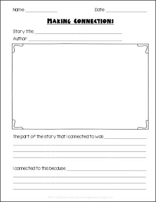 Making Connections  Are you looking for a quick activity that will allow your students to show a connection to a story? This graphic organizer does just that with VERY little prep on your part! You can use it with any book and it can be easily used to differentiate your lesson.  Student can complete the whole page if you desire or they can just work on the picture part if writing is a challenge for them. Either way this page can be used with any student in any grade (even my 5th graders like to Making Connections Activities, Reading Connections, Text To Self Connection, Teaching Lessons Plans, Text To Text Connections, Text To Self, Reading Lesson Plans, Reading Comprehension Strategies, Classroom Freebies