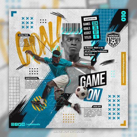 Poster Social Media, Goals Football, Basketball Background, Basketball Plays, Football Tournament, Social Media Post Template, Soccer Poster, Psd Background, American Football Players