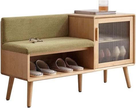 Unique Shoe Rack, Shoe Rack Bench Entryway, Shoe Rack Space Saver, Shoe Storage Benches, Shoe Rack Unit, Minimalist Entryway, Small Shoe Rack, Shoe Storage Bench Entryway, Bench With Cushion