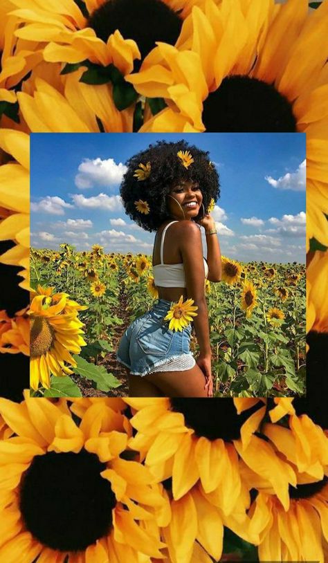 #sunflower #black girl #wallpaper Sunflower Field Photography, Sunflower Photoshoot, Sunflower Patch, Ig Aesthetic, Field Photography, Sunflower Photo, Sunflower Field, Fields Photography, Sunflower Fields