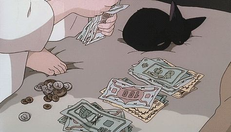 Kiki Counting Money, Anime Body, Counting Money, Funny Post, Kiki Delivery, Kiki's Delivery Service, Anime Gifs, Ghibli Movies, Old Anime