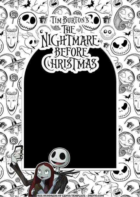 Download Now FREE EDITABLE -  18 The Nightmare Before Christmas Canva Templates Custom Nightmare Before Christmas invitations with Jack and Sally standing atop Spiral Hill will help you invite family and friends to your birthday party. These invitations are ideal for any Hallowee... Jack Skellington Birthday Invitations, Nightmare Before Christmas Party Invites, Nightmare Before Christmas Invitations Template, Nightmare Before Christmas Birthday Invitations, Nightmare Before Christmas Diy Crafts, Jack Skellington Template, Nightmare Before Christmas Invitations, Nightmare Before Christmas Printables, Nightmare Before Christmas Pfp