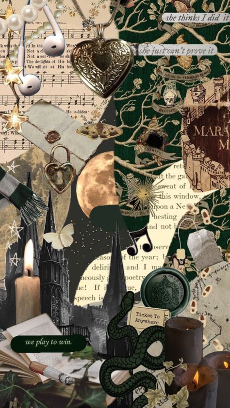 #slytherin #harrypotter #green #books #movies #vibes #wallpaper #vintage Slytherin Wallpaper, Vibes Wallpaper, Wallpaper Vintage, Green Books, Harry Potter, Energy, Collage, Books, Green