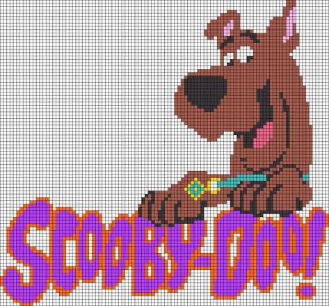 Alpha pattern #27844 | BraceletBook Scooby Doo Crochet Blanket Free Pattern, Scooby Doo Pixel Art Grid, Scooby Doo Alpha Patterns, Sukkah Decor, Scooby Doo Velma, Scooby Doo Mystery Machine, Cartoons Animation, Cartoon Blanket, C2c Crochet Pattern Free