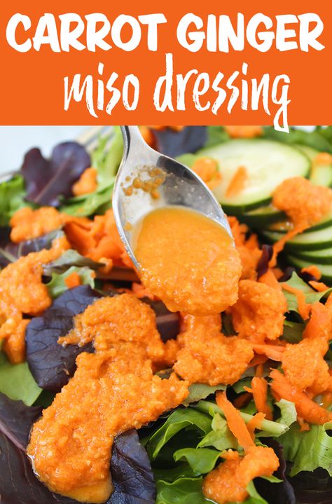 Carrot Ginger Miso Dressing Recipes Pomegranate, Ginger Miso Dressing, Miso Salad, Miso Salad Dressing, Garden Grazer, Miso Ginger Dressing, Balsamic Vinaigrette Salad, Carrot Ginger Dressing, Dressing Simple