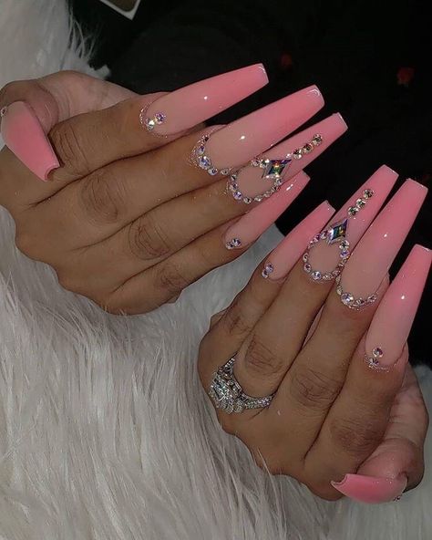 Ongles Bling Bling, Acrylic Nail Designs Coffin, Remove Acrylic Nails, Clear Acrylic Nails, Long Acrylic Nail Designs, Nagel Tips, Ombre Acrylic Nails, French Tip Acrylic Nails, Long Acrylic Nails Coffin