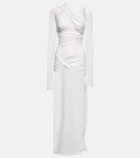 Jacquemus Dress, Expensive Dresses, Tulle Maxi Dress, Asymmetric Neckline, White Outfits, White Maxi Dresses, Sheer Dress, Dresses For Women, Pretty Outfits