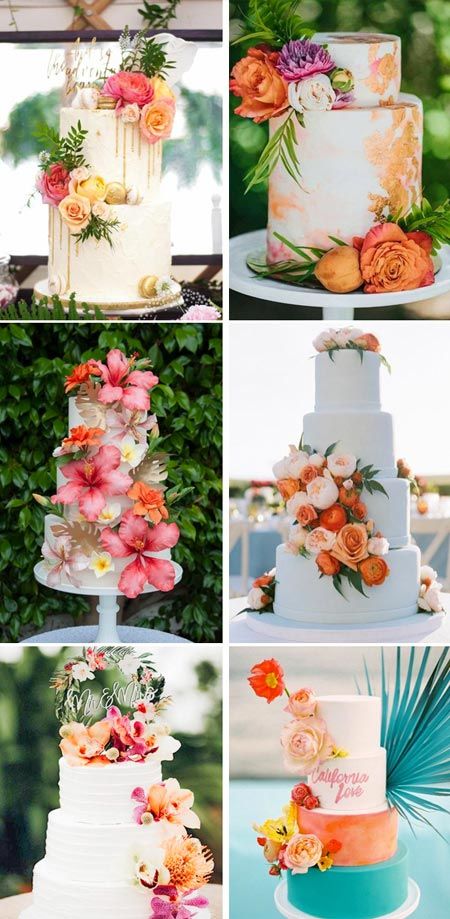 36 Eye-dropping Floral Wedding Cakes with Elegant Design – Clear Wedding Invites Tropical Floral Wreath, Hawaiian Wedding Themes, Hawaiian Wedding Cake, Tropical Floral Wedding, Unique Wedding Cake Topper, Hibiscus Wedding, Tropical Wedding Cake, Tropical Wedding Theme, Wedding Cake Toppers Unique