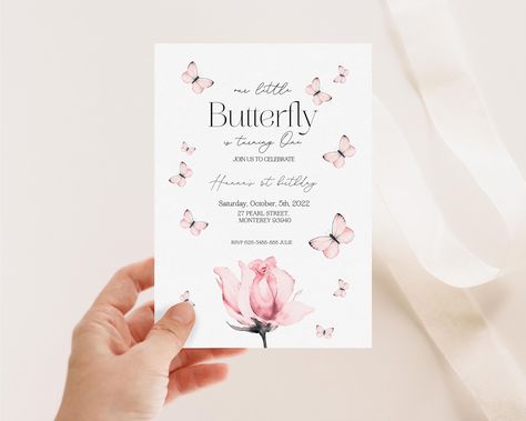 butterfly birthday invitation Minimalist Girl, October Baby Showers, Baby Boy Invitations, Butterfly Baby Shower Invitations, Baby Shower Invitation Girl, Butterfly Baby Shower, Baby Invitations, Butterfly Birthday, Butterfly Baby