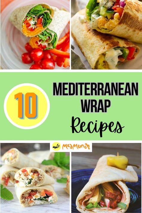 10 Mediterranean Wraps to Power Your Day - Medmunch Mediterranean Wrap Recipes, Mediterranean Lunch Recipes, Mediterranean Wraps, Mediterranean Wrap, Mediterranean Sandwich, Mediterranean Lunch, Rice Paper Wraps, Salmon Wrap, Mediterranean Salmon