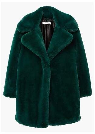 Mango MANGO Lapels faux fur coat Emerald Green Fur Coat, Emerald Green Faux Fur Coat, Green Fur Coat, Green Faux Fur Coat, Faux Fur Lined Coat, Fake Fur Coat, Mango Coats, Fur Lined Coat, Green Mango