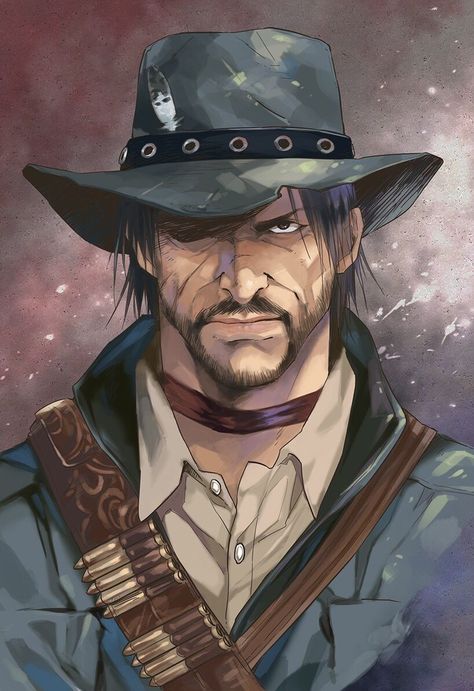 Rdr2 Drawings, Cowboy Character Design, Red Dead Redemption Art, John Marston, Western Artwork, Cowboy Aesthetic, Red Dead Redemption Ii, Red Redemption 2, Fallout Art