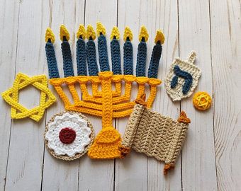 Crochet Hanukkah, Crochet Star, Crochet Classes, Hanukkah Menorah, Crochet Stars, Holiday Crochet, Jewish Holiday, Quiet Books, Applique Pattern