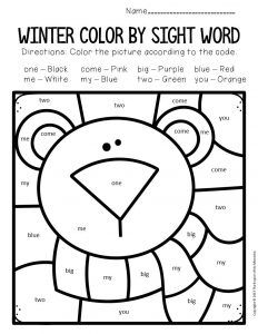 Color by Sight Word Winter Preschool Worksheets Polar Bear Winter Color By Number Preschool, Preschool Polar Bear Activities, Preschool Winter Animals Activities, Bear Games Preschool, Polar Bear Kindergarten, Polar Bear Activities For Preschool, Polar Bear Worksheets, Bear Preschool Activities, Winter Preschool Worksheets