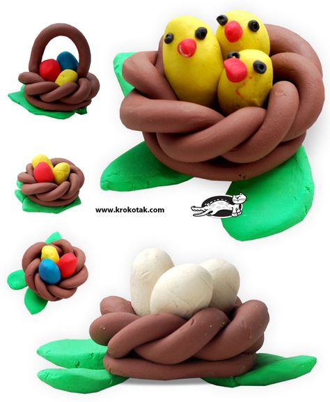 Nidos Playdoh Creations, Clay Modelling For Kids, Bird Nest Craft, Clay Crafts For Kids, Clay Moulding, Miniature Clay, Modelling Clay, Kids Clay, Tanah Liat