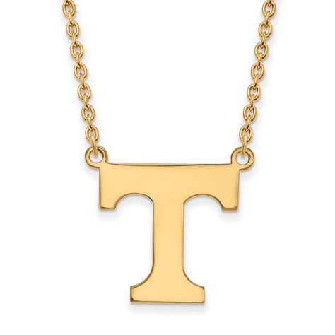 If You Are A Fan Of The University Of Tennessee And The Volunteers Then You Need To Show Your School Spirit With This University Of Tennessee Necklace. We Are A Certified Retailer And This Authentic Item Is Officially Licensed. It Is Crafted From 10k Yellow Gold And Crafted By Logoart In The Usa. 18 Inches In Length. Black Bow Item Number: N11945 U Of Tennessee, Tennessee Necklace, Rocky Top Tennessee, Initial T, The Volunteers, Gold Grillz, Preppy Jewelry, Large Pendant Necklace, Bow Jewelry